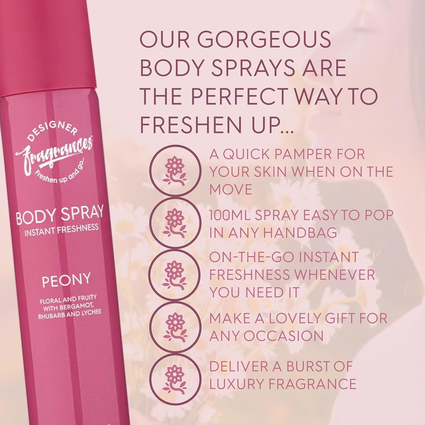 6 Pack Assorted Aromas Bundle - Rouge, Only One & Peony - Women'S Body Spray Deodorant Cans - for Instant Freshness on the Go - Long Lasting Smell, Great Gifts - 100Ml