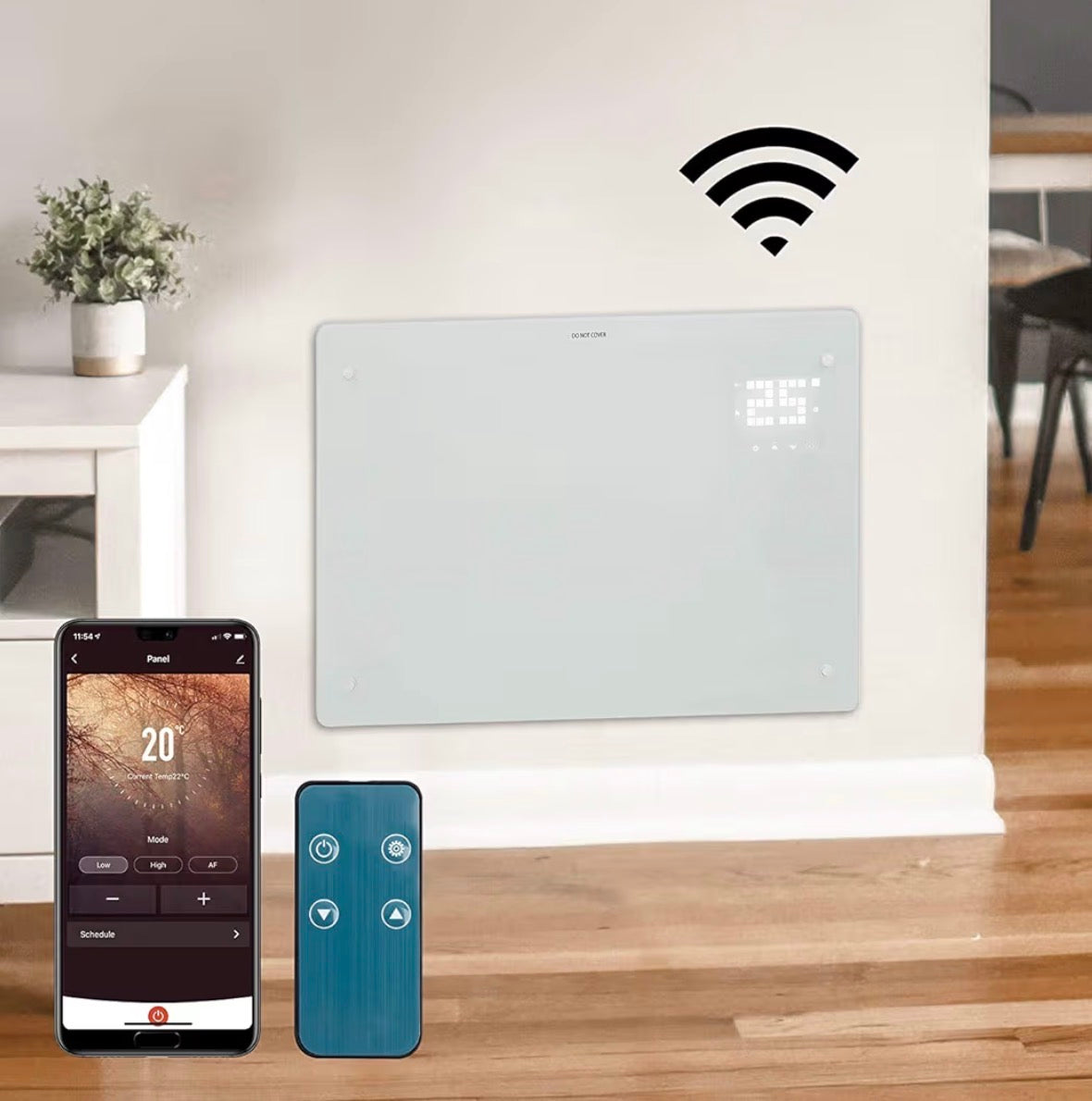 Devola Wifi Enabled Smart Electric Glass Panel Heater 1500W | Wall Mounted Radiator & Free Standing Low Energy Heater, Works With Alexa | Lot 20 complaint, DVPW1500G