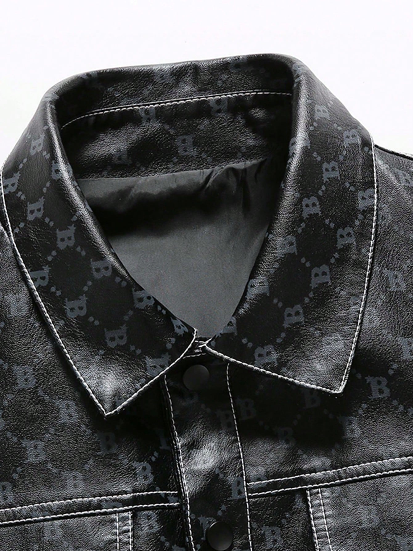 Men Geo Print Flap Pocket Rave Jacket
