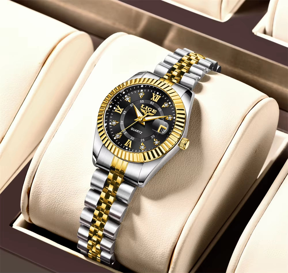 Fashion Woman Watch Stainless Steel Waterproof Auto Date Elegant Ladies Wristwatch Luxury Original Quartz Watch for Women