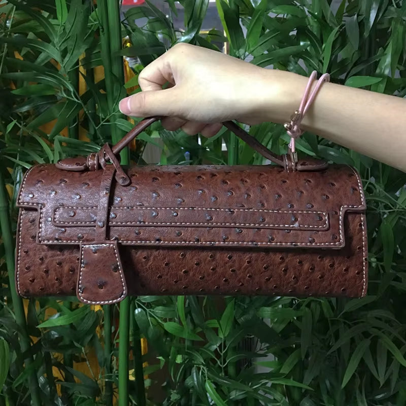 Hot Brand Design Ostrich/Snake Print Women Bag Handbag Ladies Handbags Fashion Luxury Brands Women'S Long Handbags Shoulder Bags