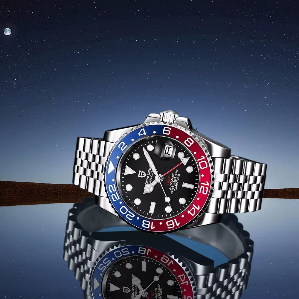Top Brand Men Mechanical Wristwatches Luxurys Ceramic Bezel GMT Watches Automatic 100M Waterproof Watch for Men