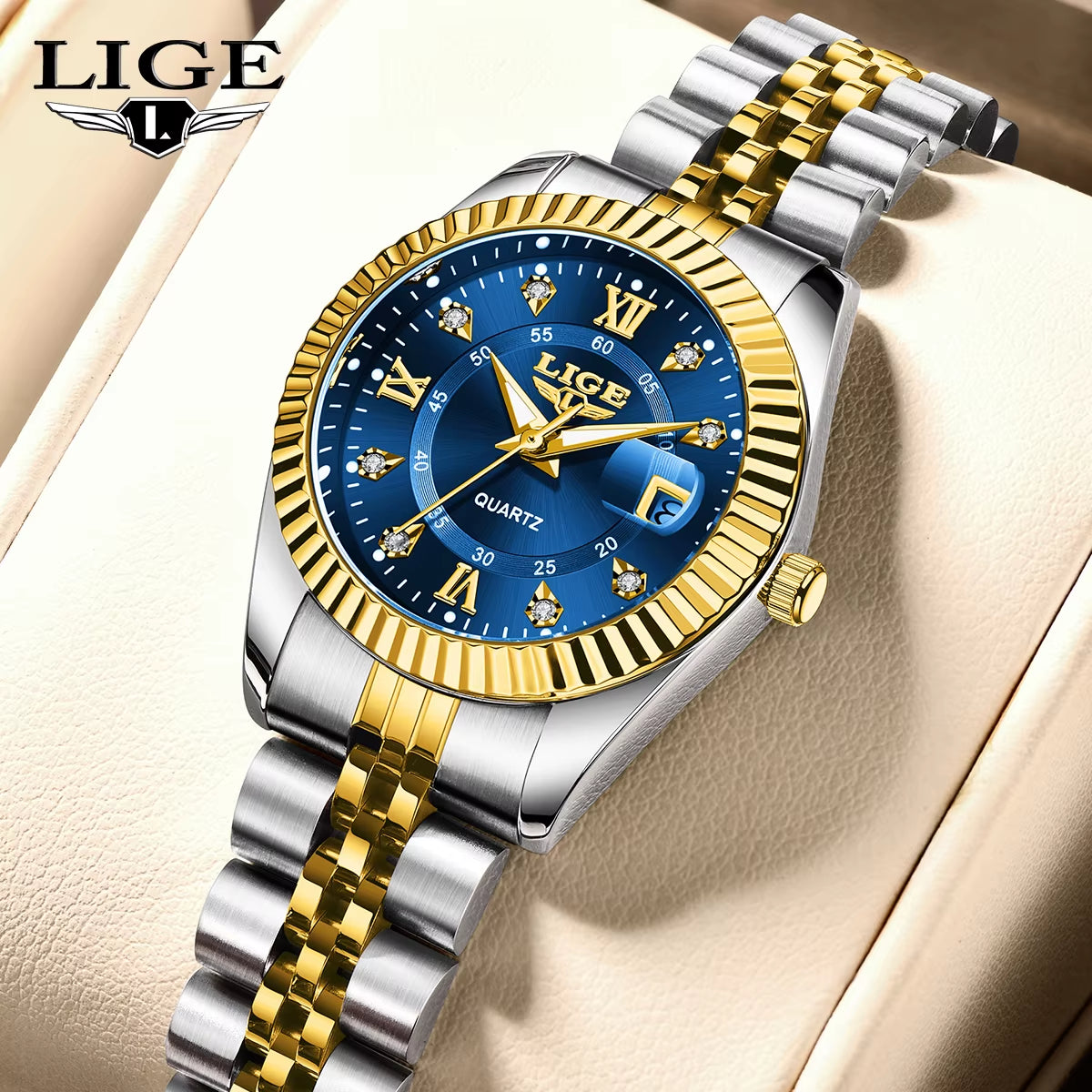 Fashion Woman Watch Stainless Steel Waterproof Auto Date Elegant Ladies Wristwatch Luxury Original Quartz Watch for Women