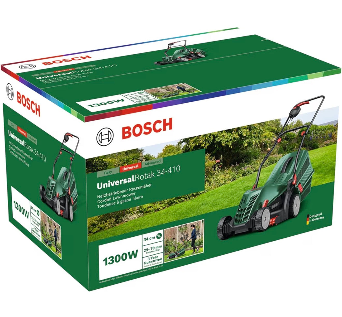 Bosch UniversalRotak 34-410 Corded Lawnmower 230V 34cm Cutting Width