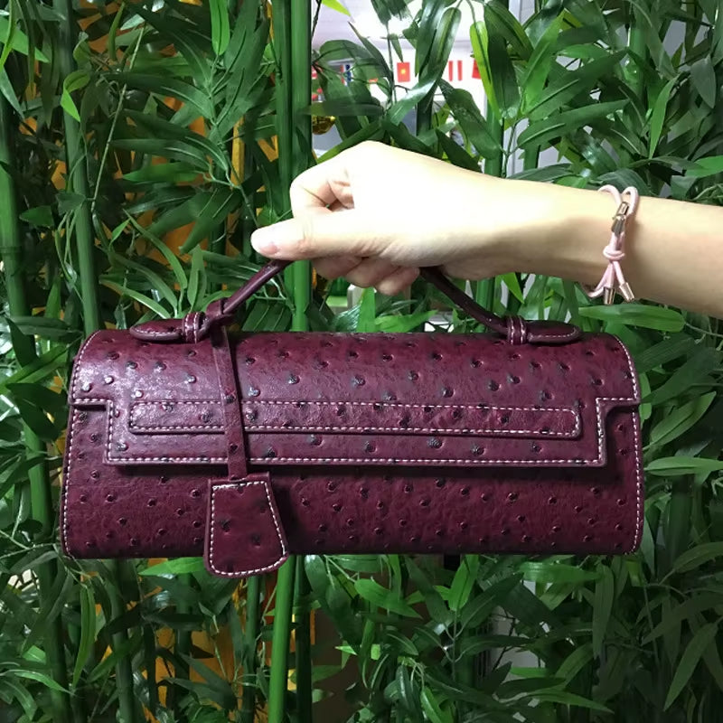 Hot Brand Design Ostrich/Snake Print Women Bag Handbag Ladies Handbags Fashion Luxury Brands Women'S Long Handbags Shoulder Bags