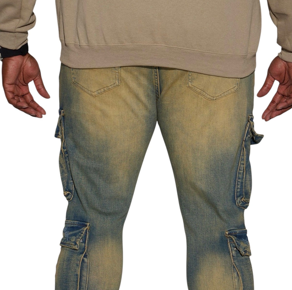 On The Set Stacked Skinny Snap Flare Jeans Vintage Wash