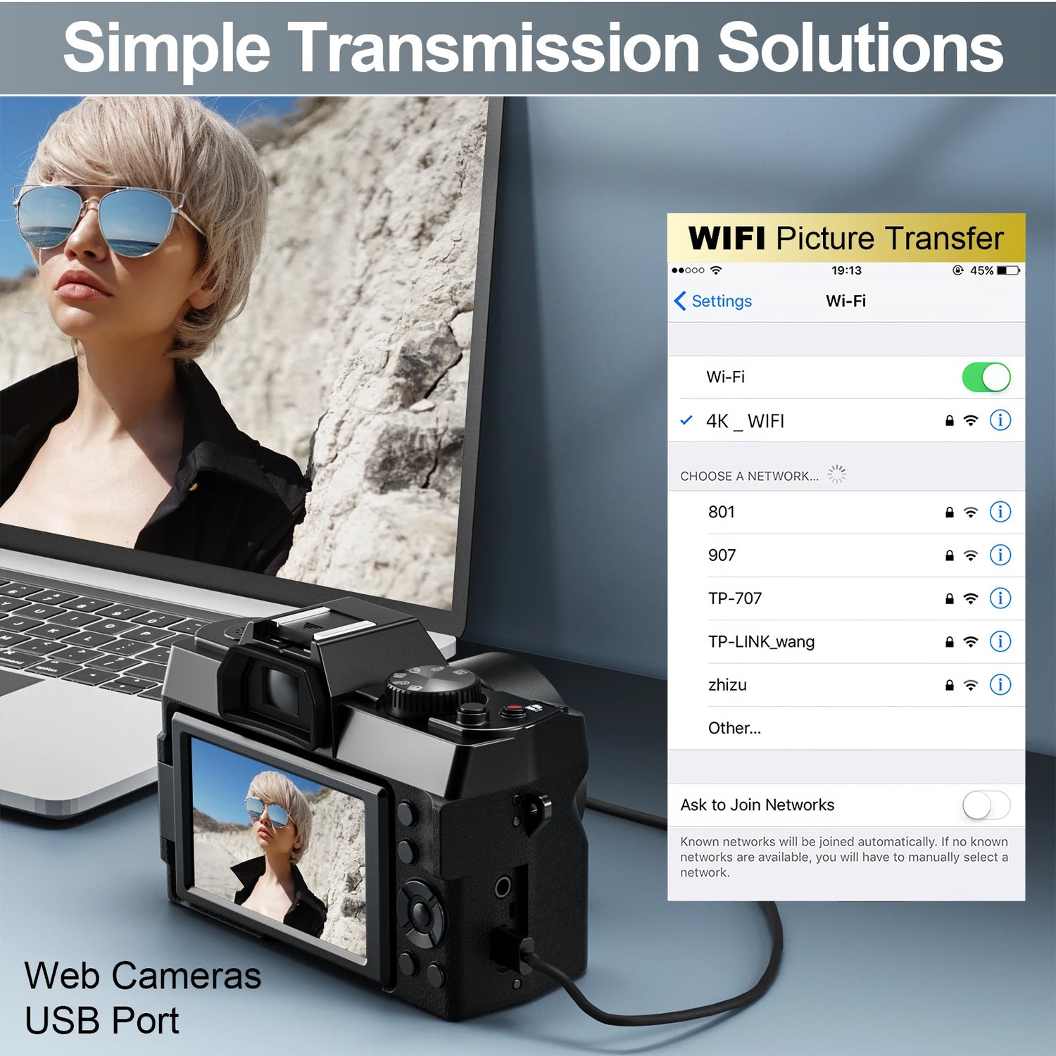 Compact 4K Digital Photography Camera with WIFI, 48MP Camcorder, and 16X Digital Zoom for Vlogging and YouTube