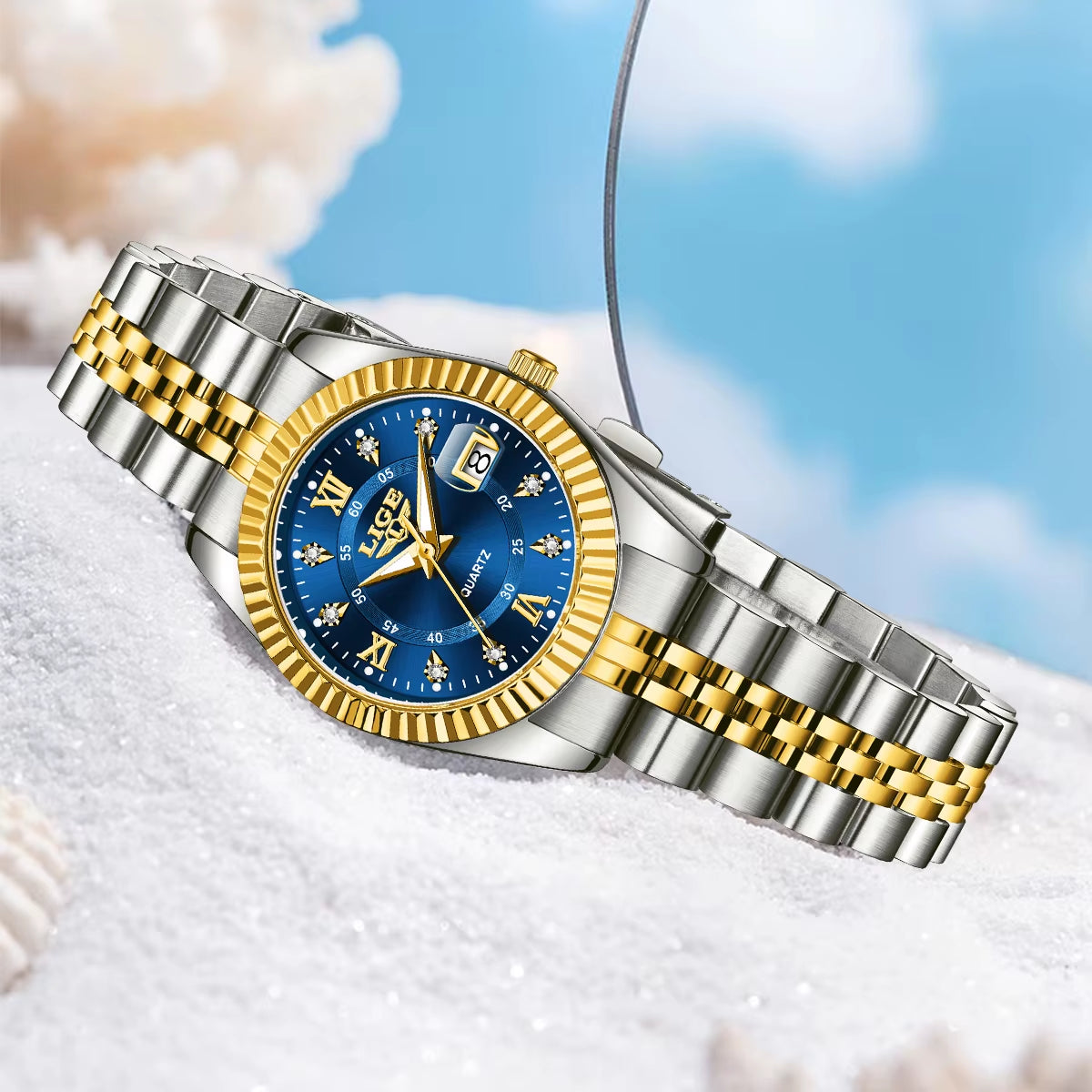Fashion Woman Watch Stainless Steel Waterproof Auto Date Elegant Ladies Wristwatch Luxury Original Quartz Watch for Women
