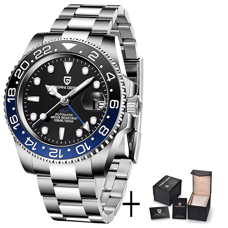 Top Brand Men Mechanical Wristwatches Luxurys Ceramic Bezel GMT Watches Automatic 100M Waterproof Watch for Men