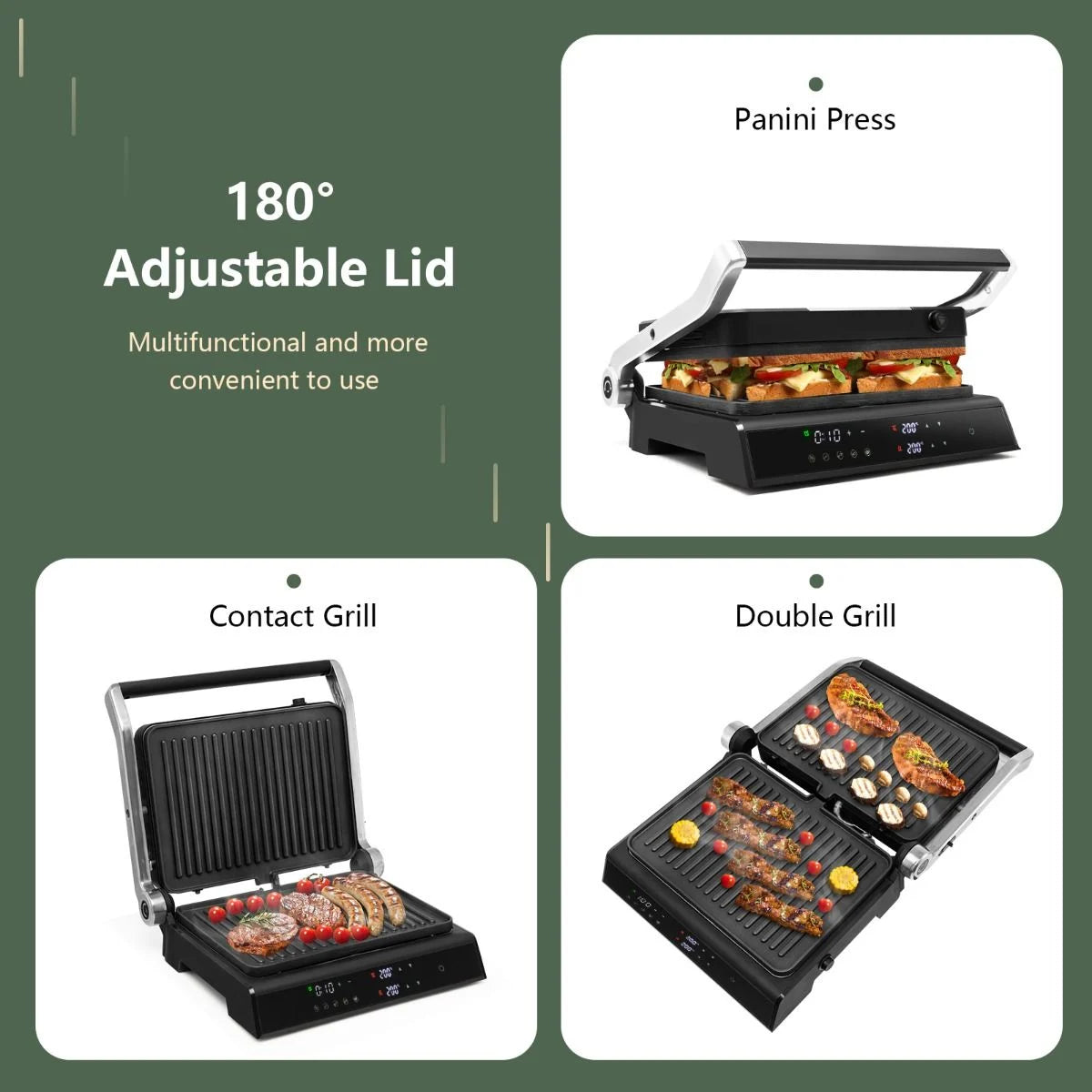 1200W Adjustable Temperature Non-Stick Electric Grill