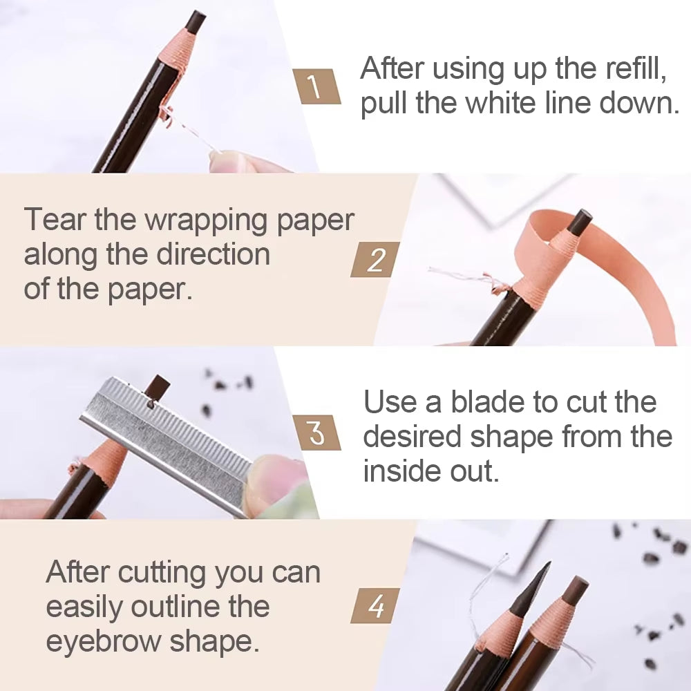 5Pcs Professional Microblading Pencil Permanent Eyebrow Pencil Tattoo Waterproof Art Tint Makeup Eye Brow Pen Enhancers Cosmetic