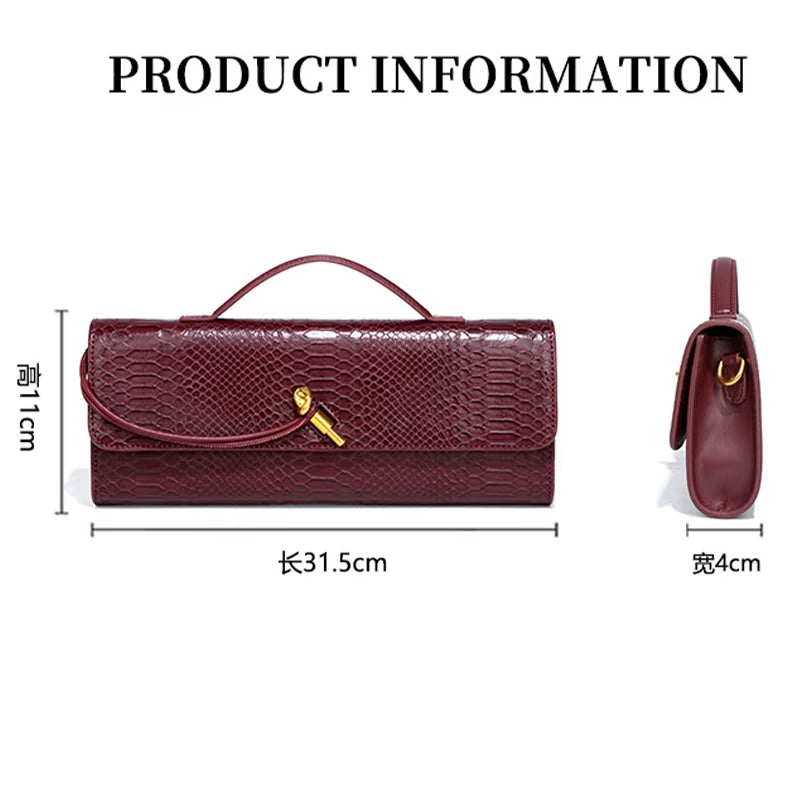 Luxury Design Top-Handle Bag for Women Evening Handbag Long Purse, Crocodile Pattern Crossbody Shoulder Bags Fashionable Outfits