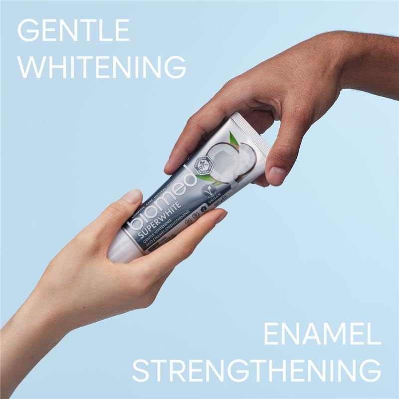 Superwhite 97% Natural Whitening Toothpaste | Enamel Strengthening | Coconut Flavour, Vegan, SLES Free 100G (Pack of 3)