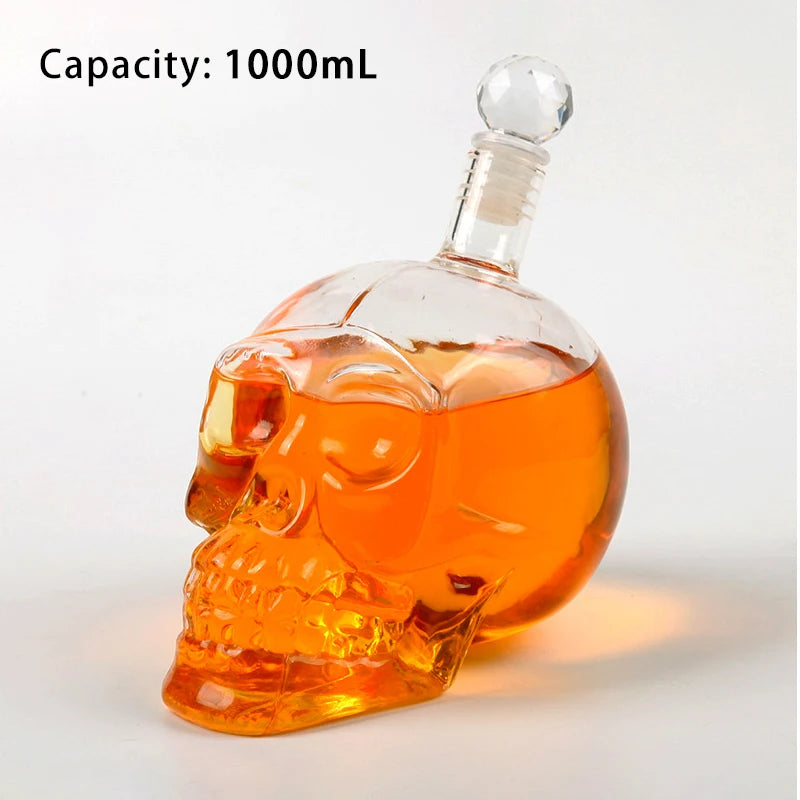 1000Ml Skull Fruit Juice Container Wine Bottle Borosilicate Glass Decanter Whisky Terror Bar Originality Gift Decoration