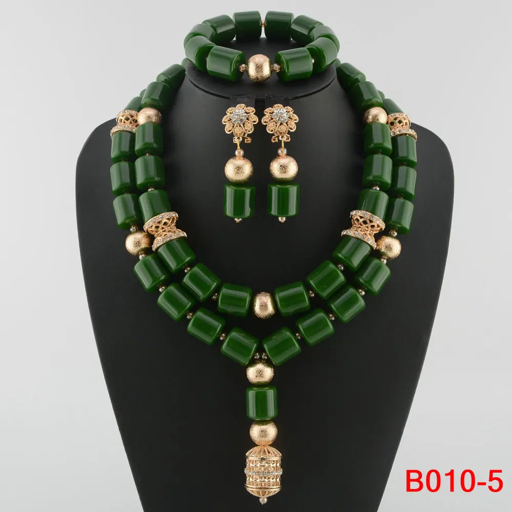 Elegant Women's African Beaded Necklace Sets for Nigerian Weddings and Indian Bridal Jewelry with Crystal Accents