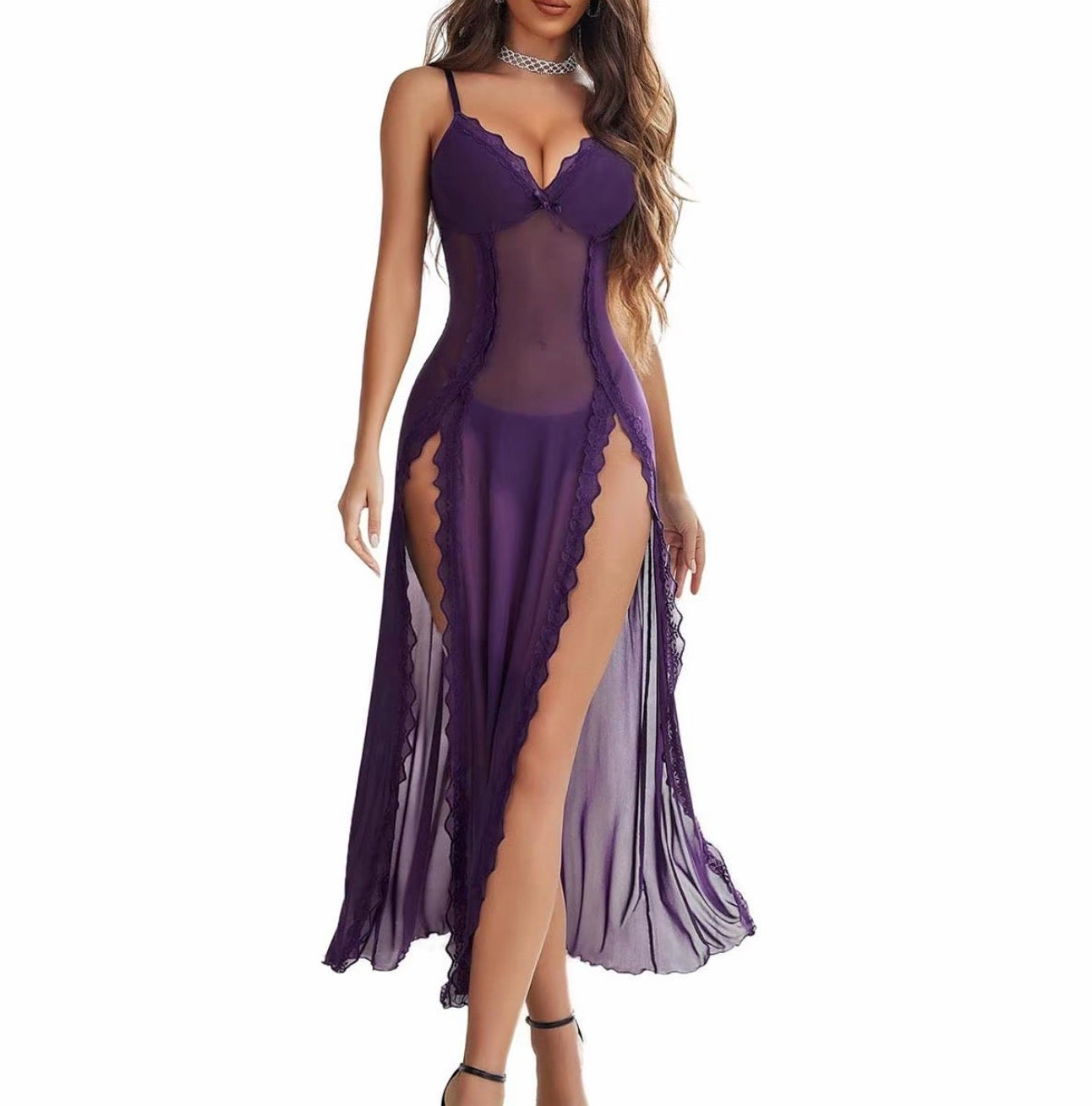 Avidlove Women’s Lace Babydoll Chemise Mesh V-Neck Nightdress