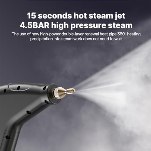 Steam Cleaner with 6Pcs Accessories Touch Screen 6 Levels Adjustable 105℃/221℉ Deep Cleaning Steamer with Portable Handle 1200Ml/40.5Oz Water Tank for Sofa Window Glass Kitchen Laund