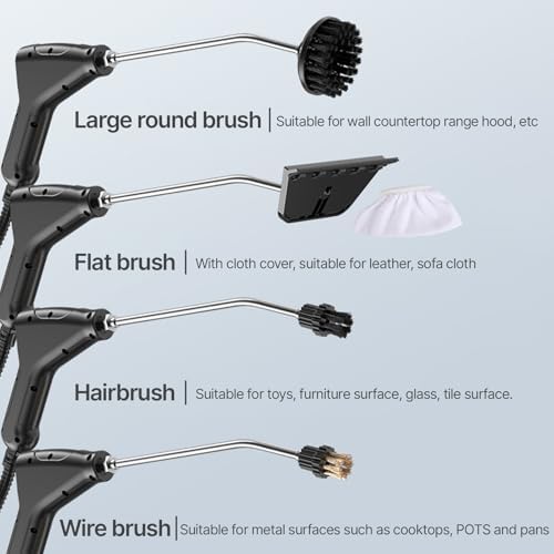 Steam Cleaner with 6Pcs Accessories Touch Screen 6 Levels Adjustable 105℃/221℉ Deep Cleaning Steamer with Portable Handle 1200Ml/40.5Oz Water Tank for Sofa Window Glass Kitchen Laund