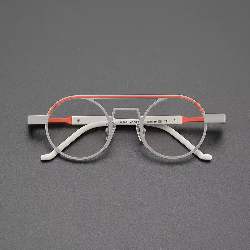 Color High-Quality Ultra-Light Pure Titanium round Glasses Frame Retro Fashion Travel Leisure Niche Anti-Blue Optical Glasses