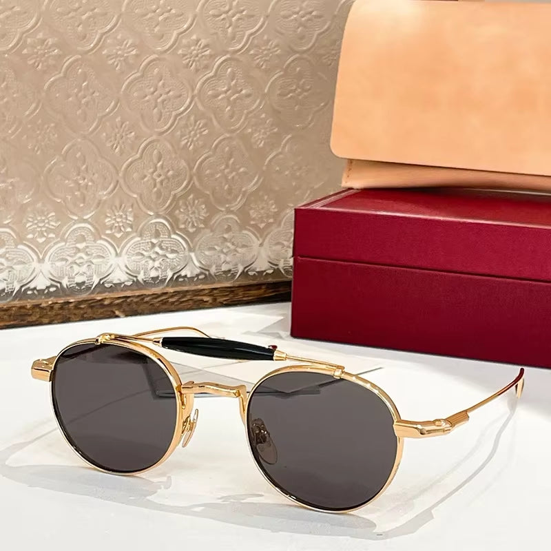 Ins round Alloy Designer Fashion Sunglasses Handmade in Japan Gradient Uv400 Men Classical Vintage Retro Outdoor Eyeglasses