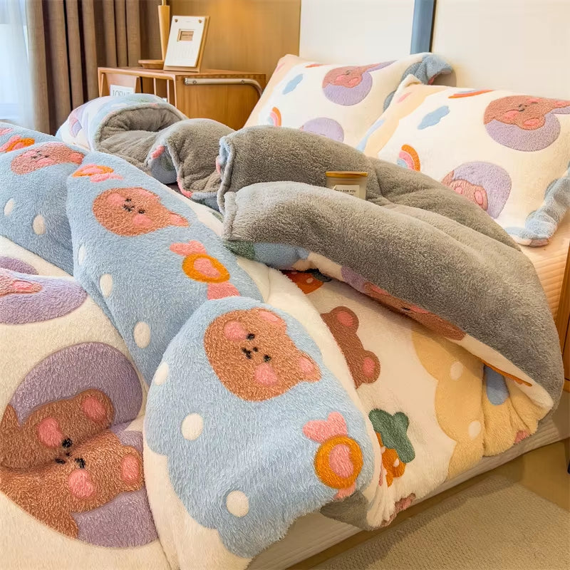 Lamb Fleece Blanket Winter Super Warm Quilt Autumn Spring Bedding Milk Fleece Comforter 5Kg Thickened Dormitory Single Double