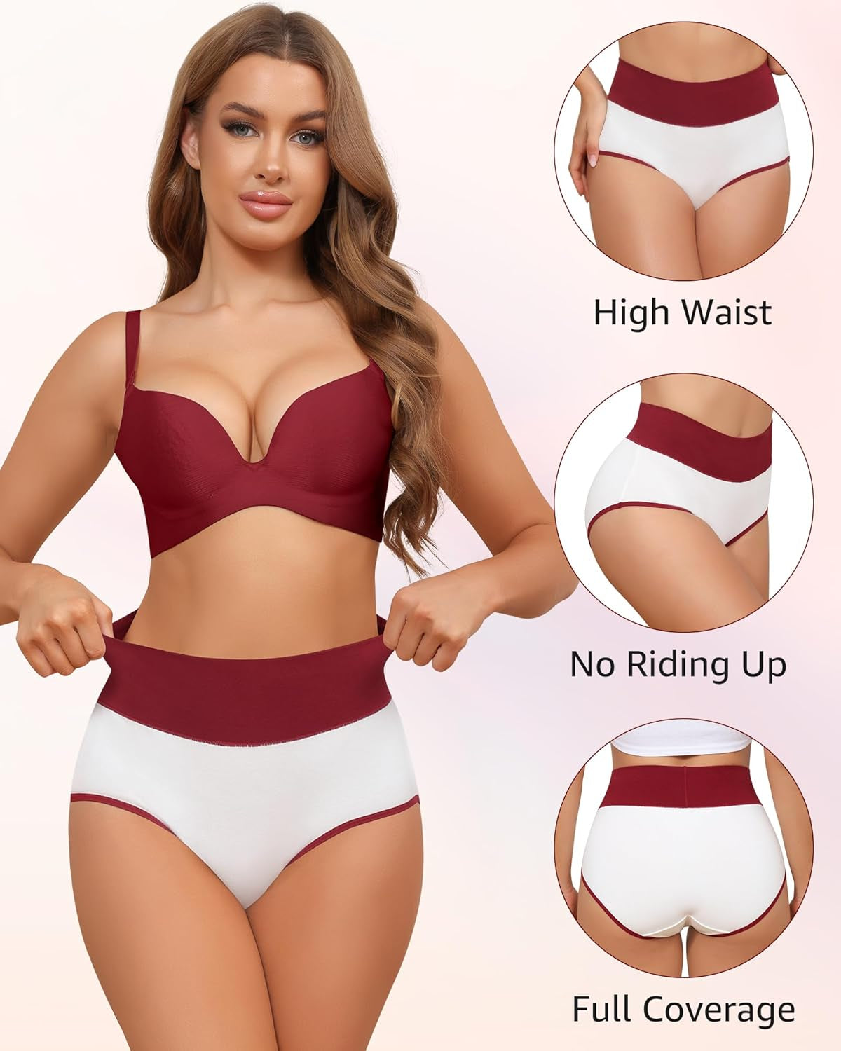 Underwear Women Cotton High Waisted Knickers Briefs Ladies Slips Hipster Soft Breathable Comfortable Panties Underpants Multipack 5 Pack(S-Xxl)