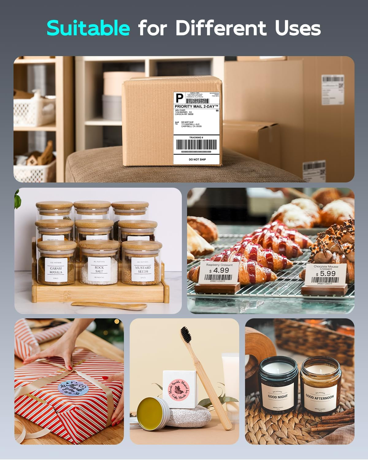 Bluetooth Shipping Label Printer, Thermal Label Printer 4X6 for Small Business, Widely Used for Etsy, Shopify, Ebay, Royal Mail, Evri, Amazon,Compatible with Android, Iphone,Linux and Windows