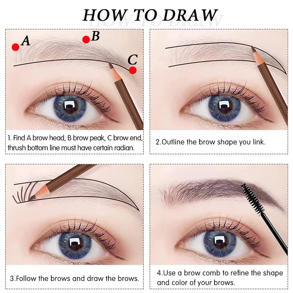 5Pcs Professional Microblading Pencil Permanent Eyebrow Pencil Tattoo Waterproof Art Tint Makeup Eye Brow Pen Enhancers Cosmetic