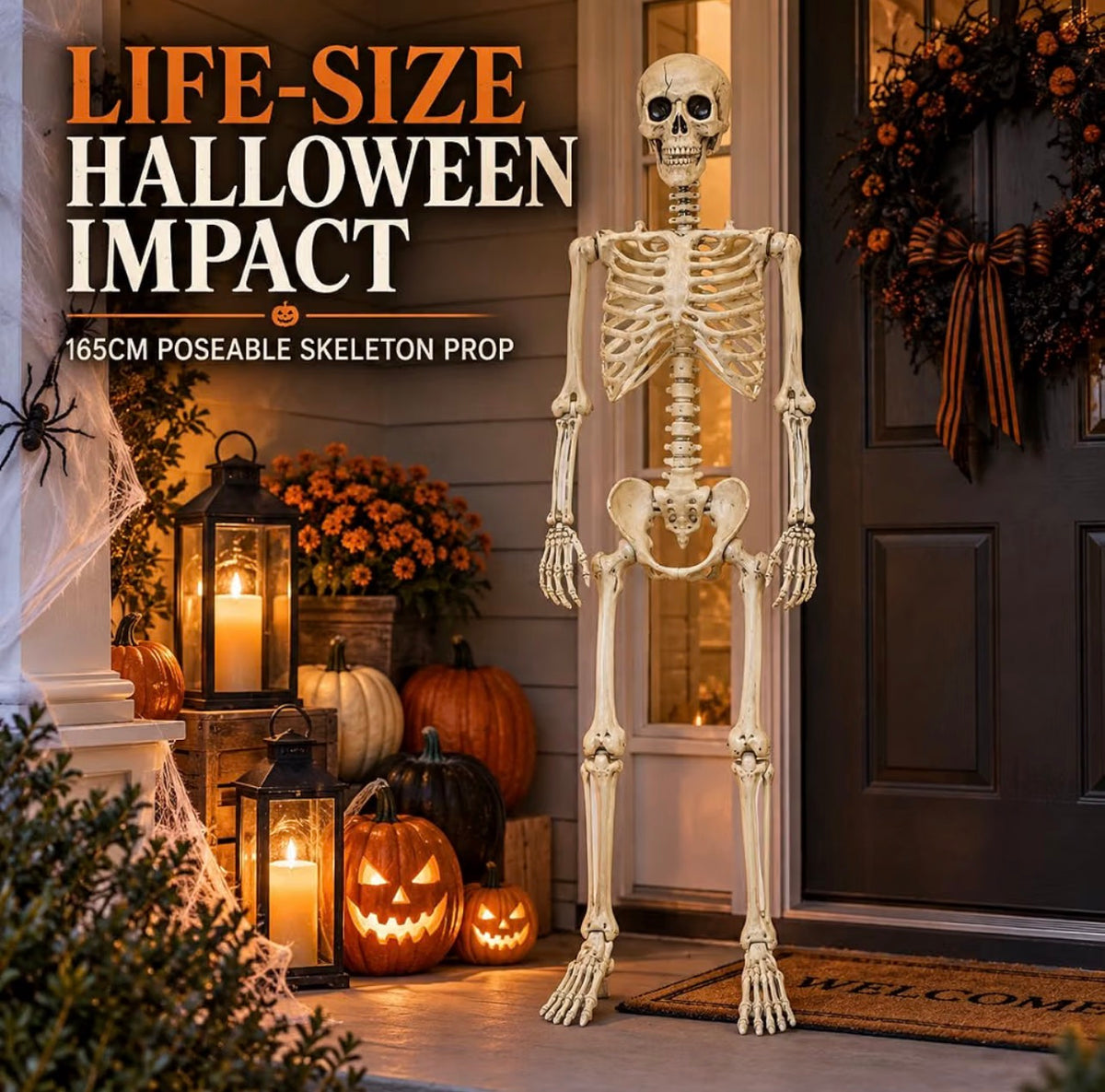 165cm Poseable Skeleton Halloween Decoration | Minja Superstore