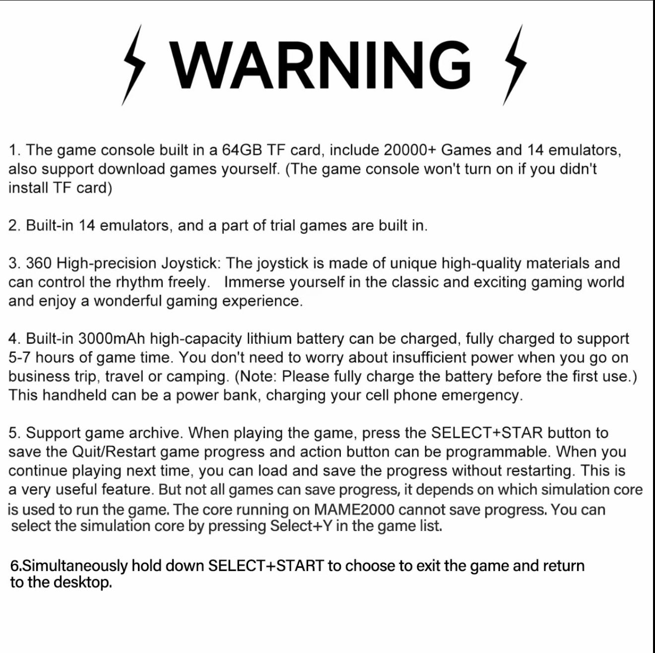 WUDS SF3500 Retro Handheld Game Console with 5 Inch IPS Screen