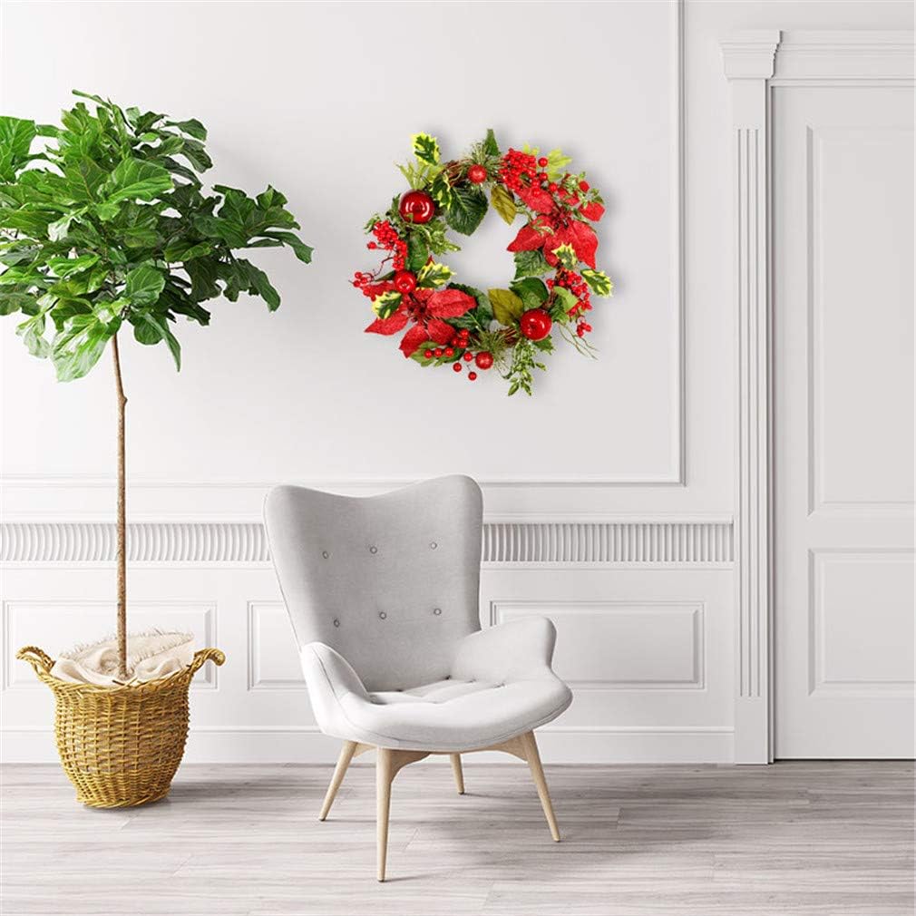 Artificial Maple Leaf Berries Pumpkin Pine Cone Garland Autumn Winter Front Door Wreath Pendant Decor for Christmas Halloween