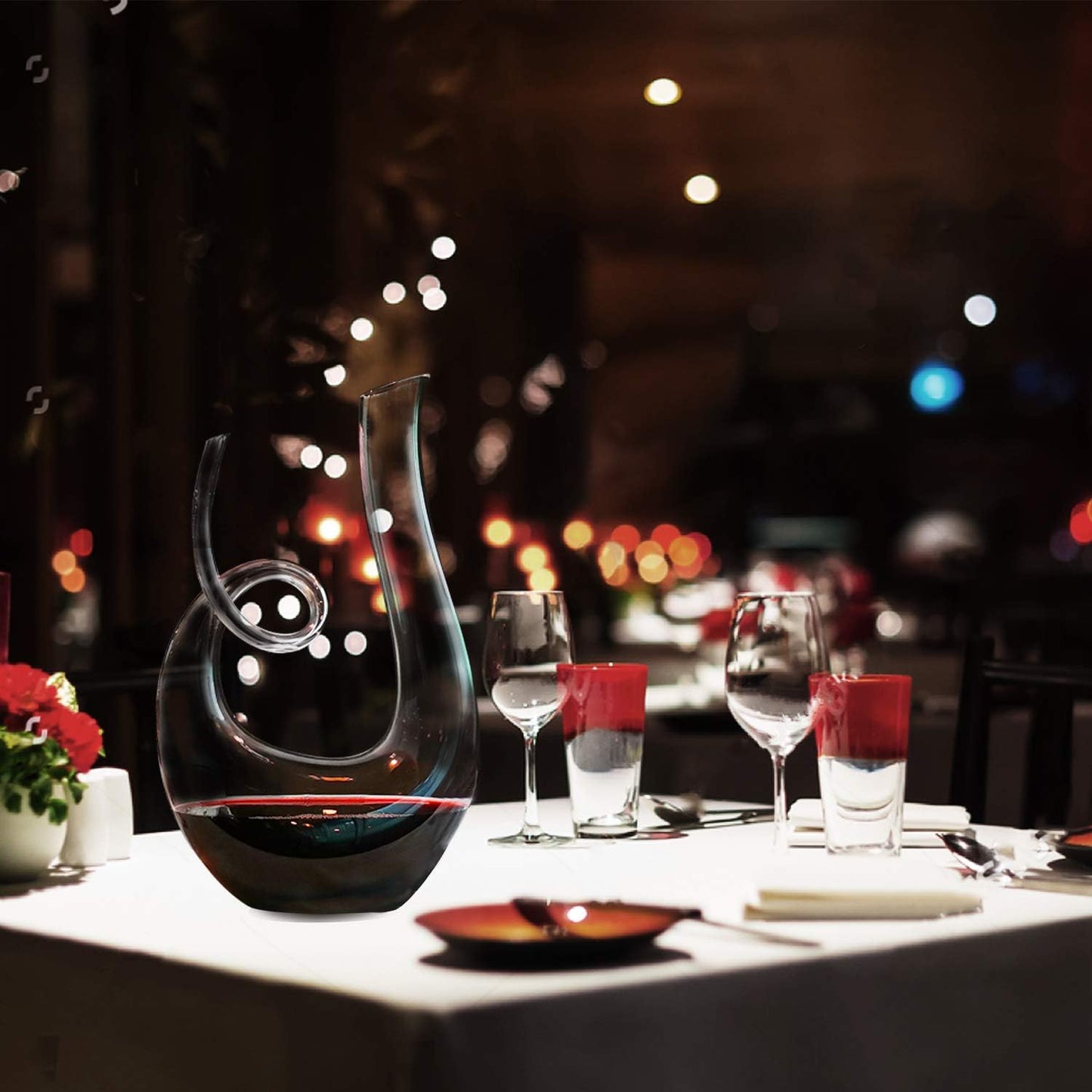 Swan Wine Decanter, Handblown, 1.2L Designed Horn Red Wine Decanter Set for 750Ml, Lead-Free