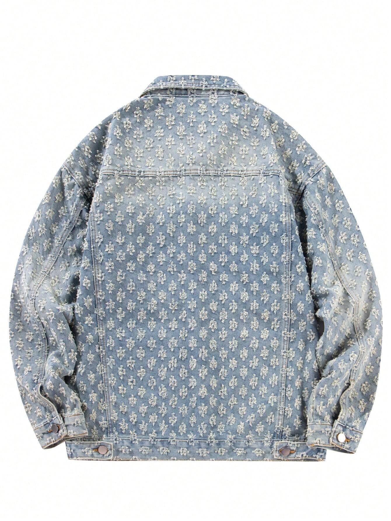Men'S Retro Streetwear Fashion American Style Floral Print Denim Jacket, & Niche