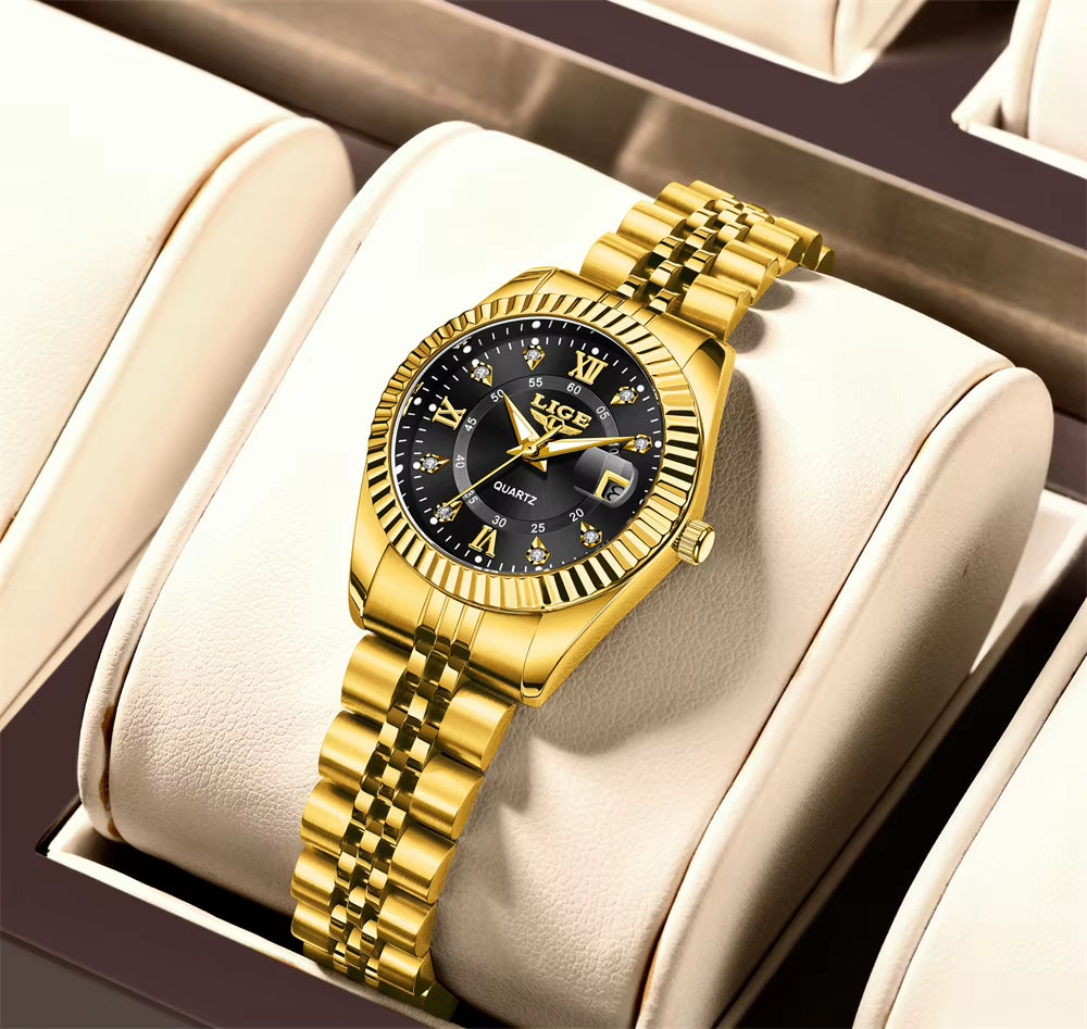 Fashion Woman Watch Stainless Steel Waterproof Auto Date Elegant Ladies Wristwatch Luxury Original Quartz Watch for Women
