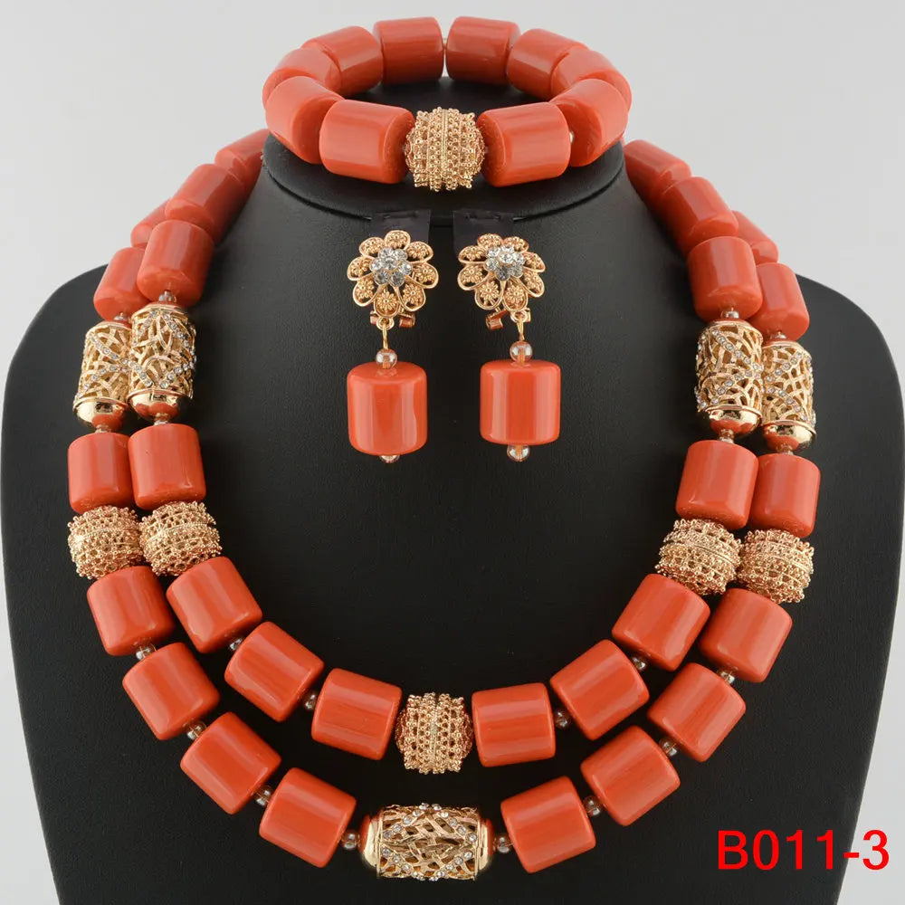 Elegant Women's African Beaded Necklace Sets for Nigerian Weddings and Indian Bridal Jewelry with Crystal Accents