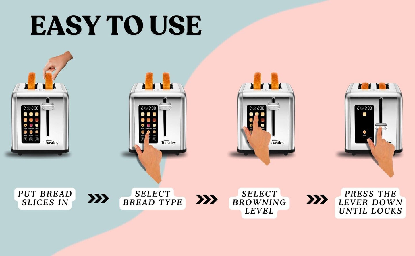 Toastley Smart Toaster 2 Slice with Screen Touch Control