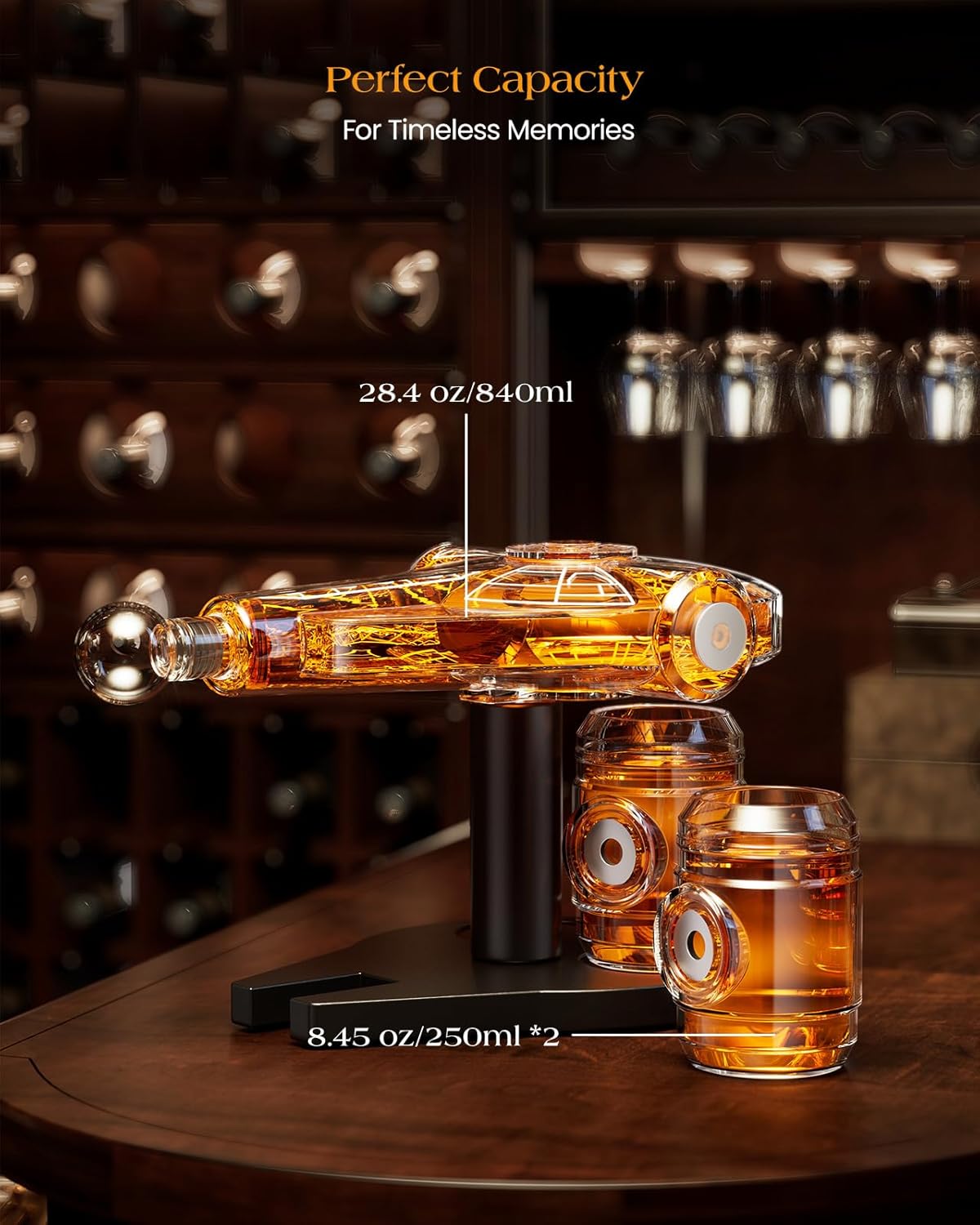 Fathers Day Birthday Gifts for Men Dad, Galaxy Spaceship Whiskey Decanter Sets for Men, Spacecraft Limited Edition, 2 Funny Shot Glasses, Unique Guys Brother Gift Ideas, Liquor Decanter for Bar