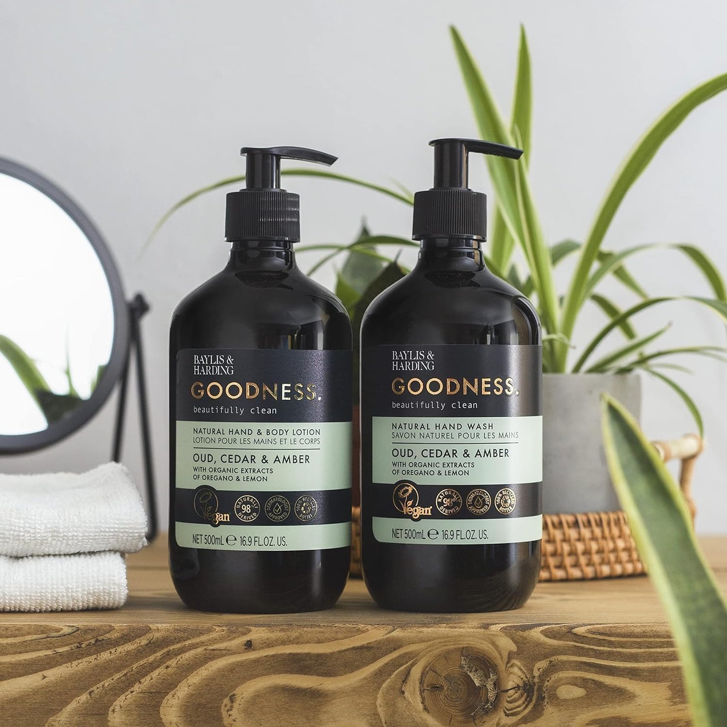 Goodness Oud, Cedar & Amber Hand & Body Lotion, 500 Ml (Pack of 3) - Vegan Friendly