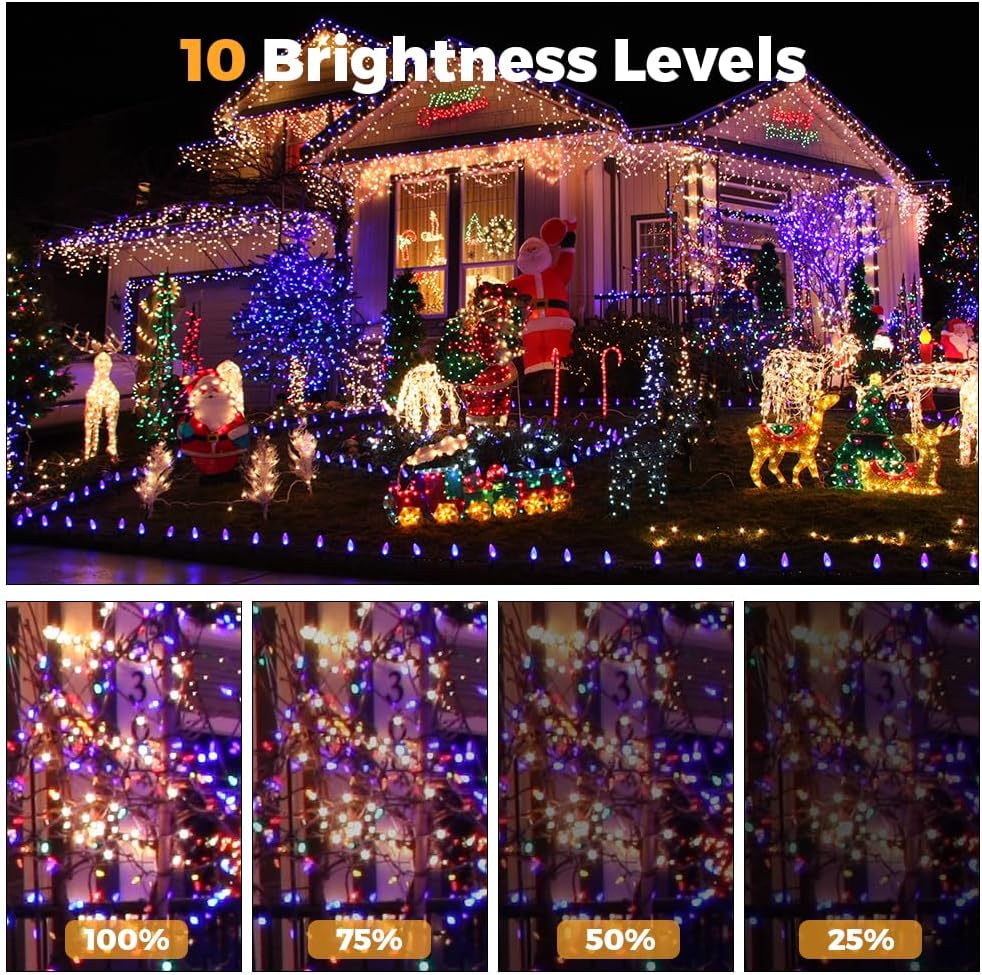 Fairy Lights & USB String Lights, 10M 100 Leds Copper Wire Light & Waterproof Outdoor Christmas Lights for Indoor Outdoor Lighting, Bedroom, Wedding Decor, Party, Christmas, Tree - Colourful