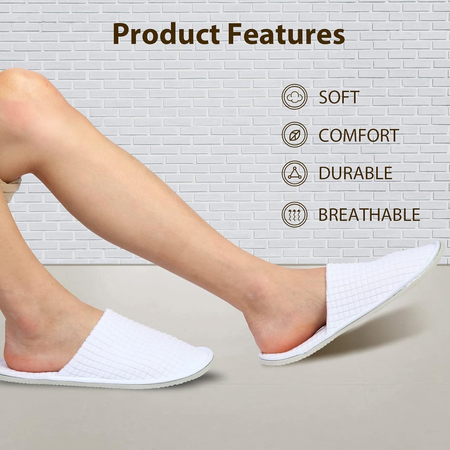 10 Pairs Disposable Slippers for Men and Women, Non Slip Washable Thick Velvet Cotton Slippers for Hotel Guest Spa Home Travel