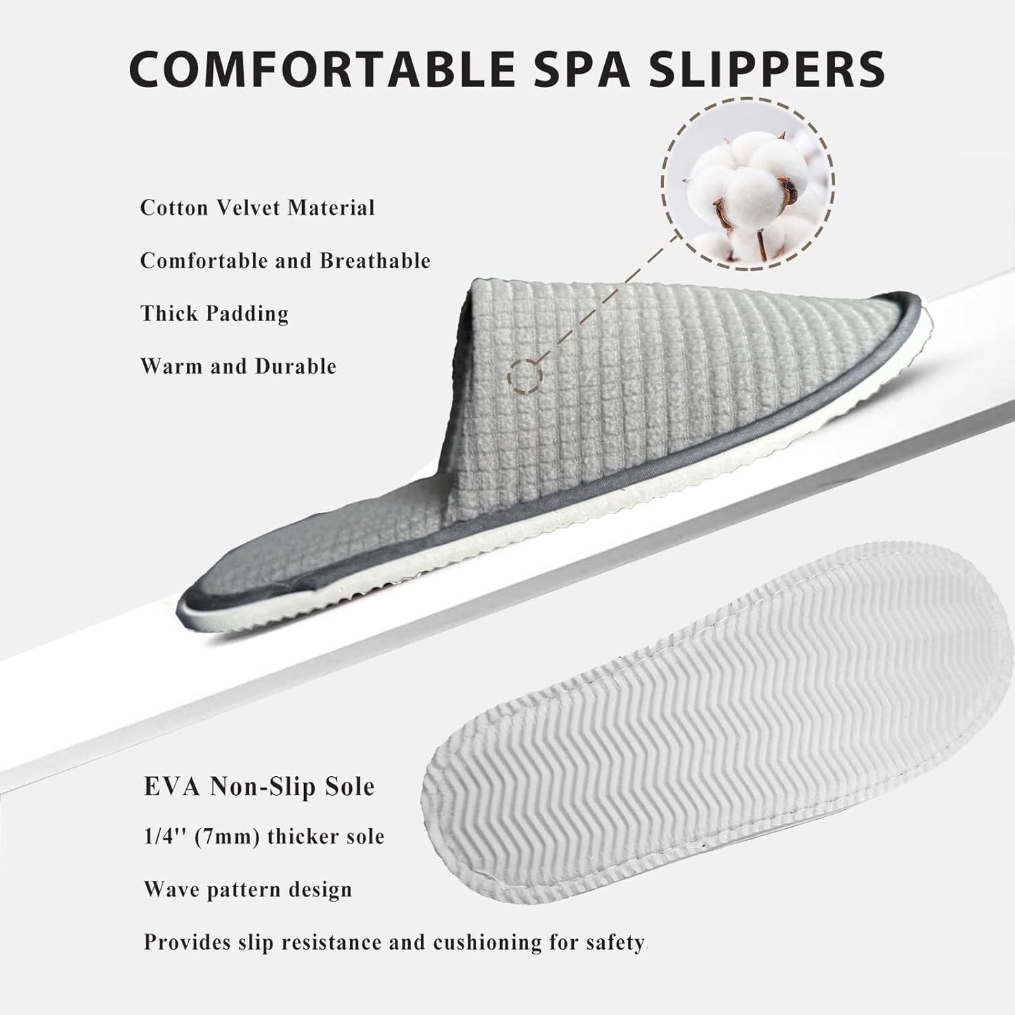 10 Pairs Disposable Slippers for Men and Women, Non Slip Washable Thick Velvet Cotton Slippers for Hotel Guest Spa Home Travel
