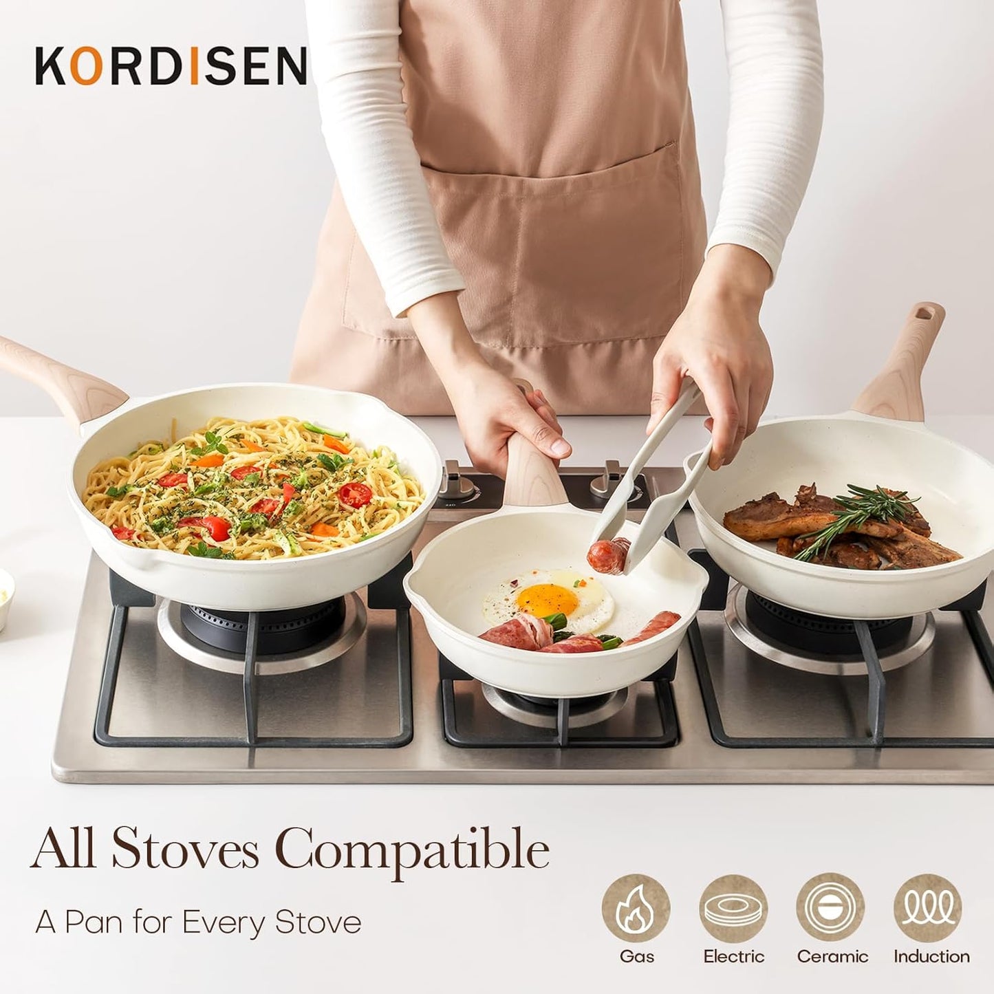 Kordisen Nonstick Frying Pan Skillet, 28 Cm Induction Ceramic Pan, Healthy and Non-Toxic, PFOA & PFAS Free