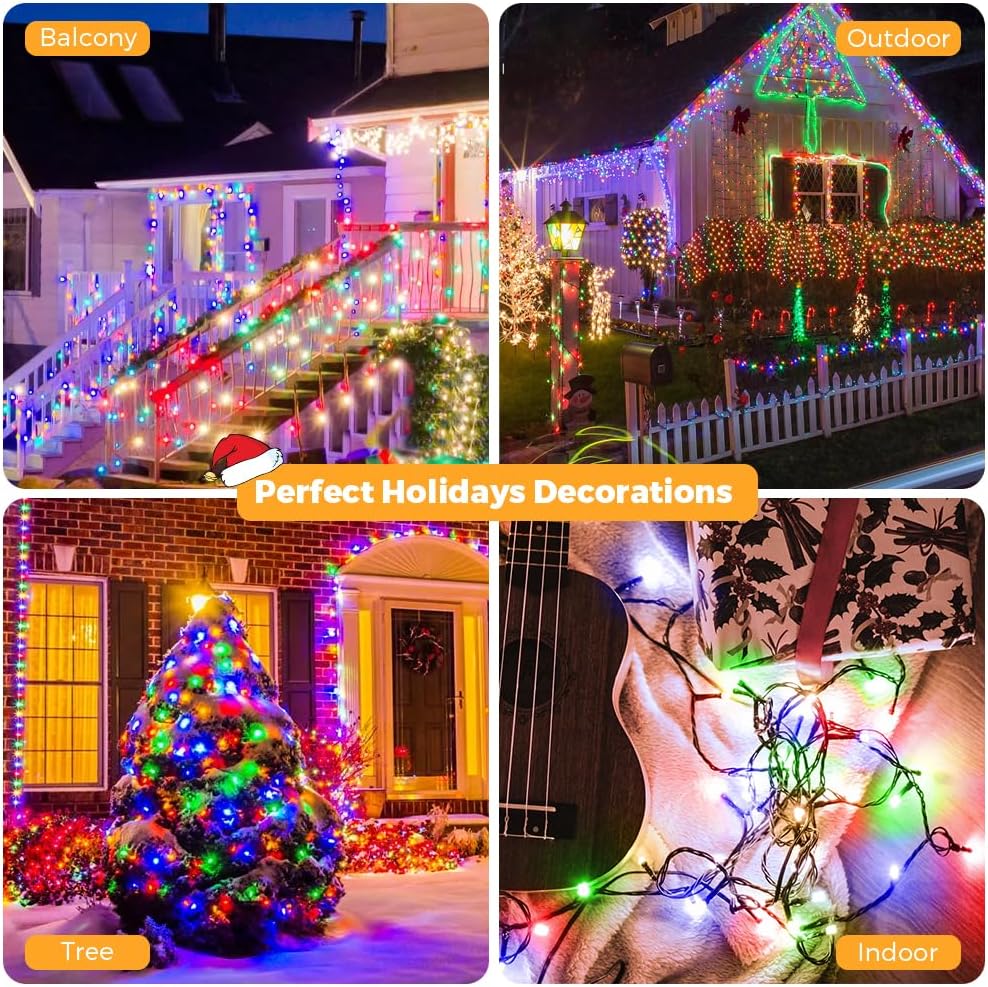 Fairy Lights & USB String Lights, 10M 100 Leds Copper Wire Light & Waterproof Outdoor Christmas Lights for Indoor Outdoor Lighting, Bedroom, Wedding Decor, Party, Christmas, Tree - Colourful