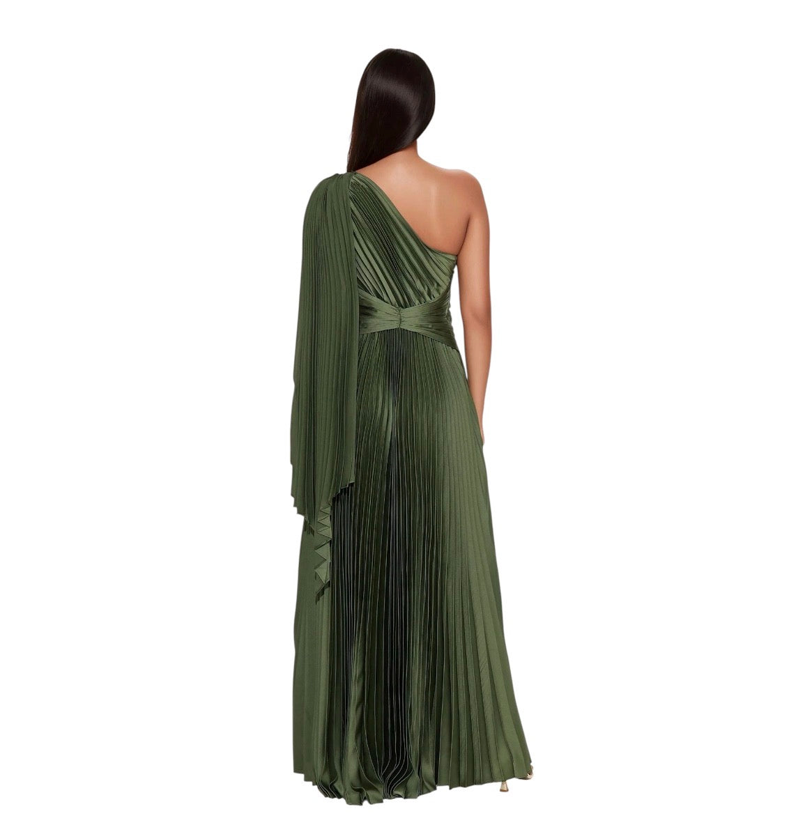 Athena Pleated Maxi Dress Olive