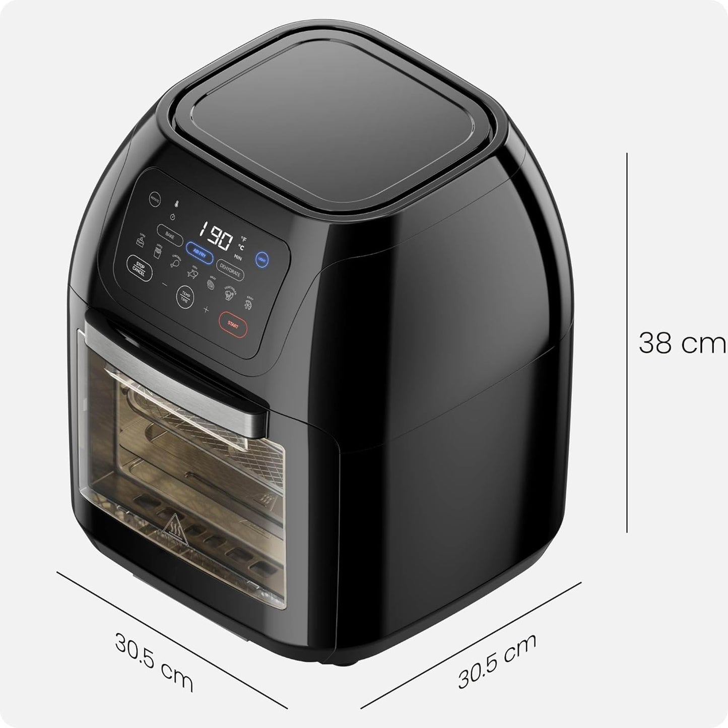 5 in 1 Air Fryer Oven with Rotisserie, 10L 1800W, 17 Presets Air Fry, Dehydrator, Roast, Bake, Family Size Large Air Fryer with Auto Shutoff and View Window, Black