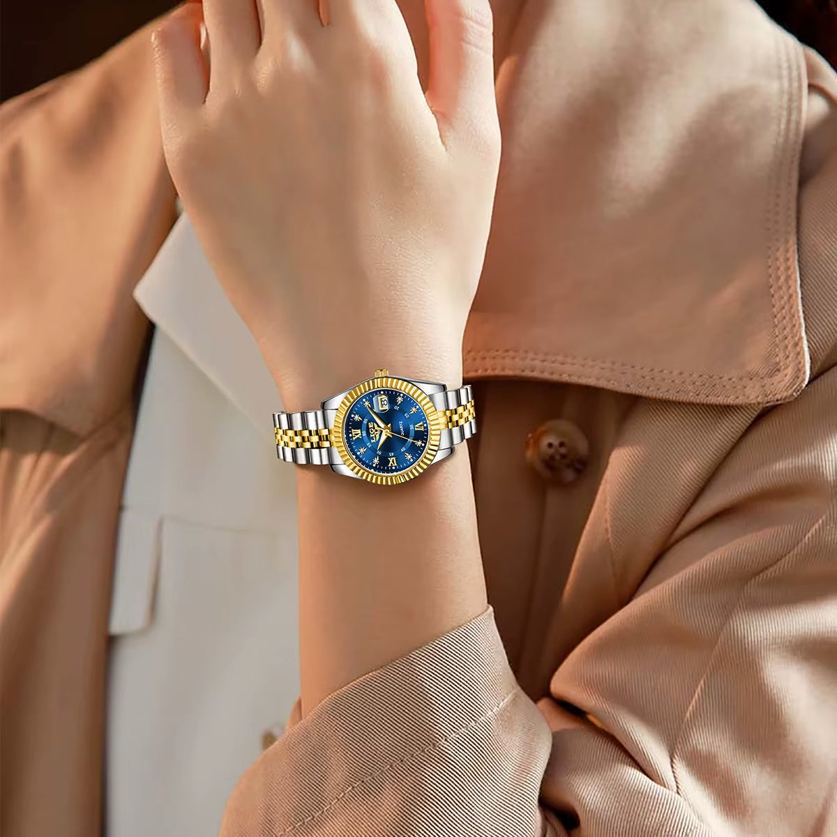 Fashion Woman Watch Stainless Steel Waterproof Auto Date Elegant Ladies Wristwatch Luxury Original Quartz Watch for Women