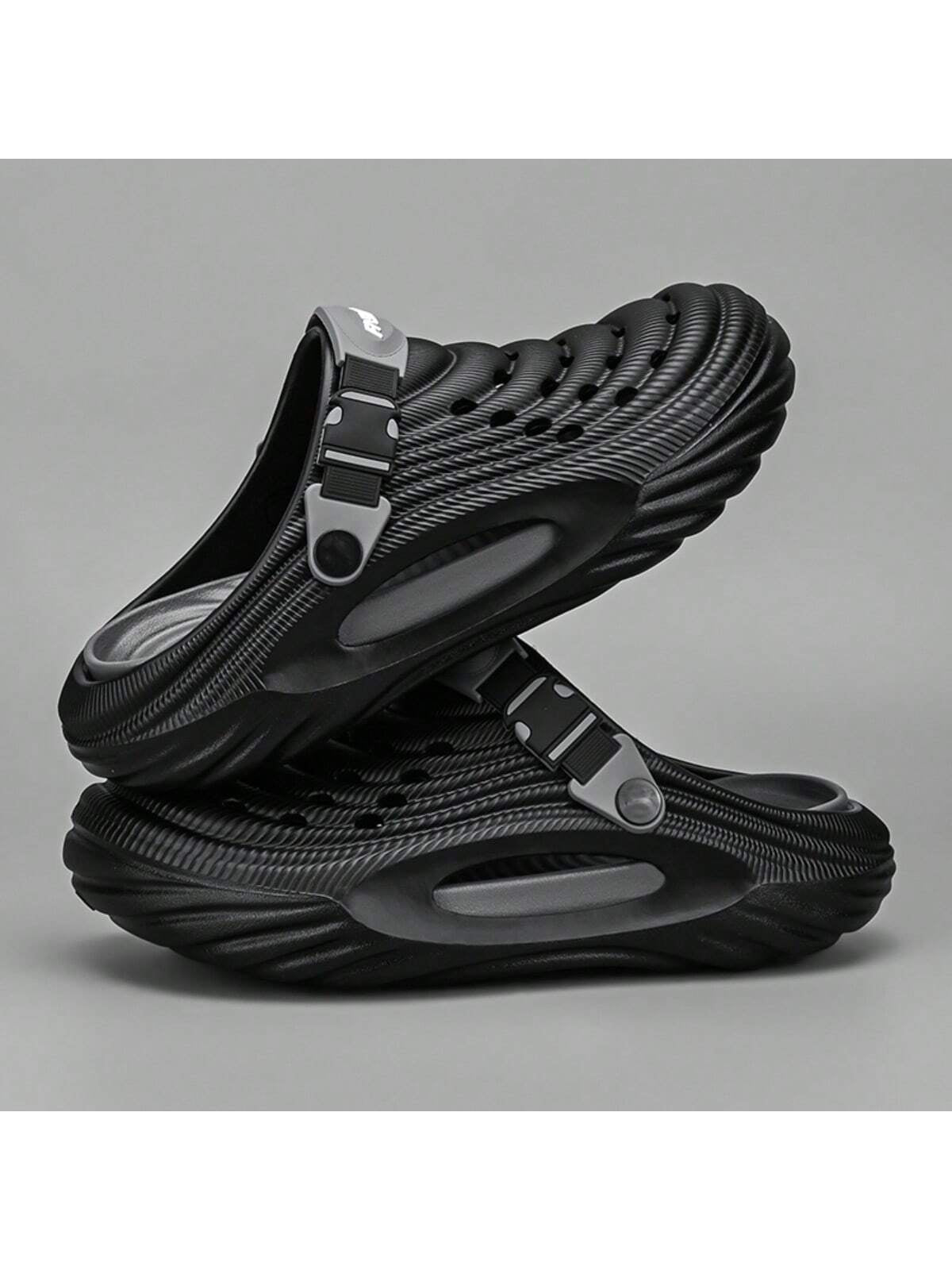 Plus Size Men'S Summer Outdoor Breathable Sandals, Soft Thick Tire Sole Anti-Slip Closed Toe Beach/Hiking Slippers