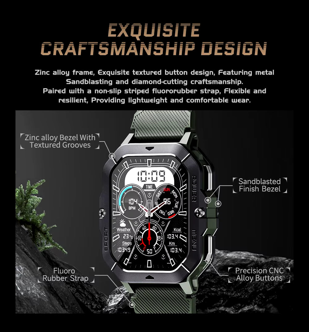 Advanced Bluetooth Smartwatch with 1ATM Waterproofing, Voice Calling, Heart Rate Monitoring, and Comprehensive Fitness Tracking Capabilities