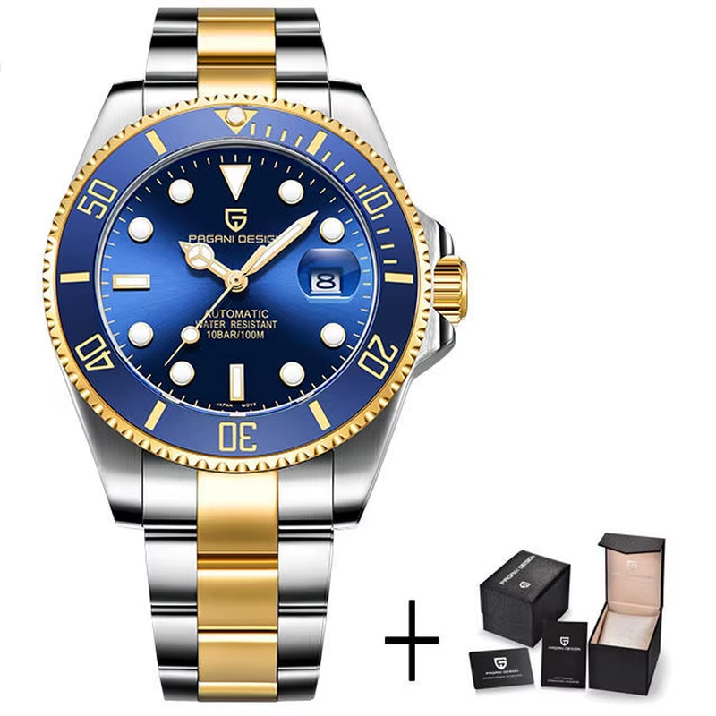 New Mechanical Men Watches Luxury Sapphire Automatic Watch Stainless Steel Business Men Waterproof Clock