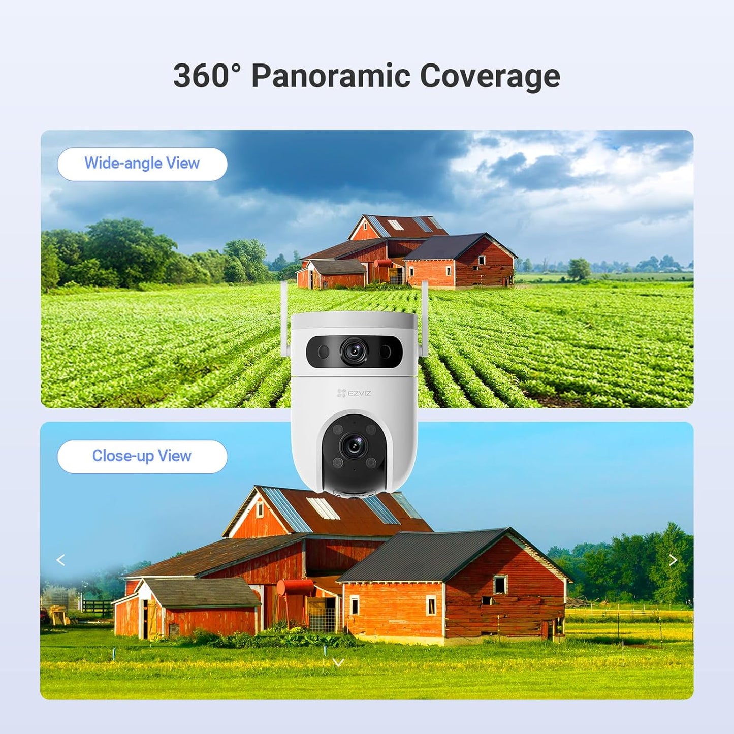 Dual Lens 6K (3K+3K) Wired Security Camera Outdoor Wifi, 360° Pan Tilt, Supports 512GB, Auto-Track, Patrol Mode, Human/Vehicle Detection, Color Night Vision, Wi-Fi CCTV, Alexa/Google (H9C)
